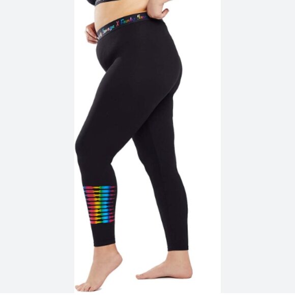 Savage x Fenty High Rise Rainbow Foil Leggings Black Caviar Size 2X NWT - Picture 2 of 8